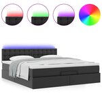 vidaXL Lit ottoman avec matelas & LED Noir 180x200cm similicuir