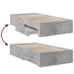 vidaXL Cadre de lit avec tiroirs sans matelas gris béton 90x200 cm
