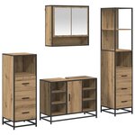 vidaXL Ensemble de mobilier de salle de bain 4 Pièces Chêne artisanal