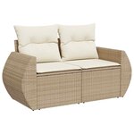 vidaXL Salon de jardin avec coussins 9 Pièces beige résine tressée