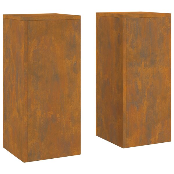 vidaXL Supports de Plante Extérieur Pilier 2 Pièces 24x24x55 cm Acier Corten