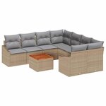 vidaXL Ensemble de canapé de jardin 9 Pièces Beige Poly rotin