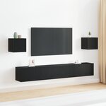 Ensemble de meubles TV vidaXL 6 pièces en bois reconstitué noir monté au mur