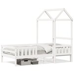 vidaXL Cadre de lit avec toit blanc 90x200 cm bois de pin massif