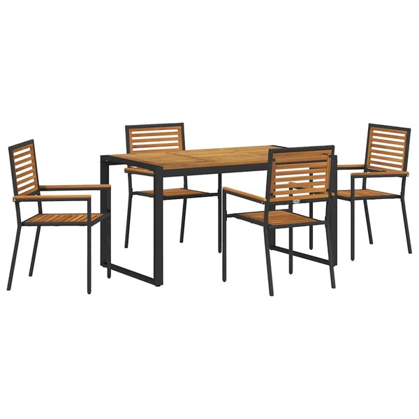 vidaXL Ensemble de salle à manger pour jardin 5 Pièces Noir et Marron