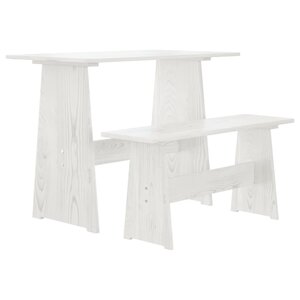 vidaXL Table à manger avec banc REINE blanc bois de pin solide