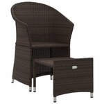Salon de jardin meuble d'extérieur ensemble de mobilier 2 pièces avec coussins marron résine tressée 02_0015896
