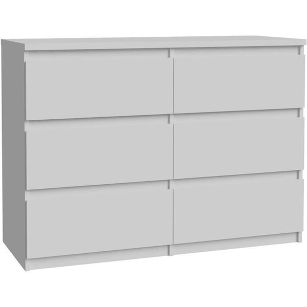 Commode CHELSEA 6 tiroirs - 110 x 42 x 80 - blanc mat