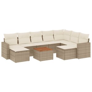 vidaXL Salon de jardin avec coussins 10 Pièces beige résine tressée
