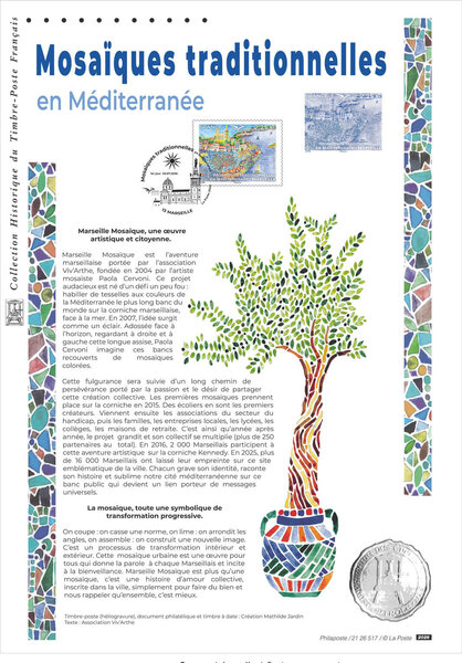 Document philatélique - Mosaïques traditionnelles en Méditerranée