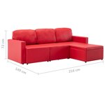 vidaXL Canapé-lit modulaire 3 places Rouge Similicuir