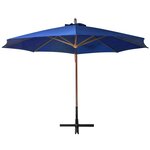 vidaXL Parasol de jardin suspendu avec mât bleu azuré bois de sapin