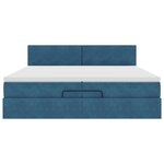 vidaXL Cadre de lit ottoman avec matelas bleu foncé 200x200 cm velours
