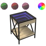 vidaXL Table de chevet avec LED infini chêne sonoma 40x40x49 cm