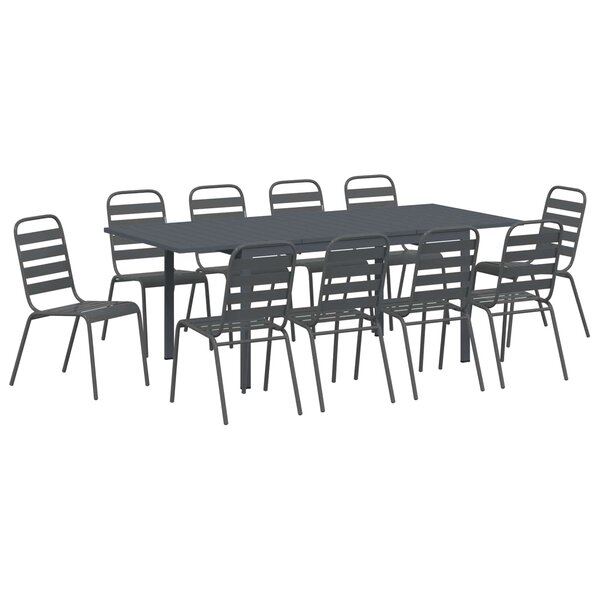 vidaXL Ensemble de salle à manger pour jardin 11 pc Anthracite