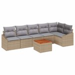 vidaXL Ensemble de canapé de jardin 7 Pièces Beige et Gris clair