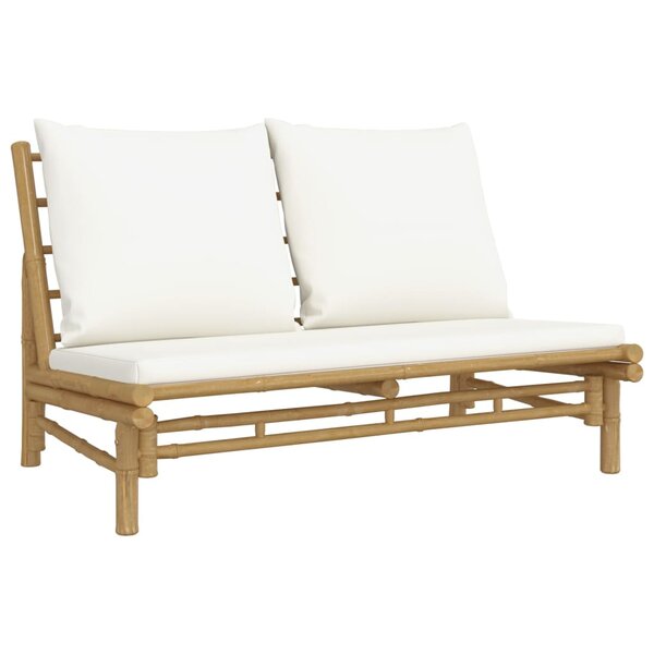 vidaXL Banc de jardin avec coussins blanc crème bambou