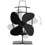 vidaXL Ventilateur de poêle alimenté par chaleur 4 pales Noir