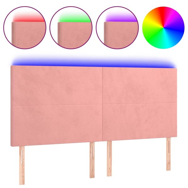 vidaXL Tête de lit à LED Rose 180x5x118/128 cm Velours