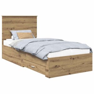vidaXL Cadre de lit Chêne artisanal 100 x 200 cm Bois d'ingénierie