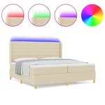 Lit à ressorts vidaXL avec matelas et LED Crème 200x200 cm Tissu