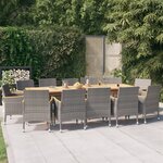 vidaXL Ensemble à manger de jardin 13 Pièces avec coussins Gris