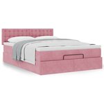 VidaXL Cadre de lit ottoman avec matelas rose 140x200 cm velours