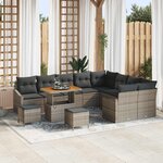 vidaXL Ensemble de canapé de jardin 12 Pièces Gris Poly rotin
