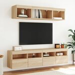 vidaXL Meuble TV mural avec lumières LED chêne sonoma 80x30x40 cm
