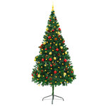 vidaXL Arbre de Noël artificiel pré-éclairé avec boules vert 210 cm