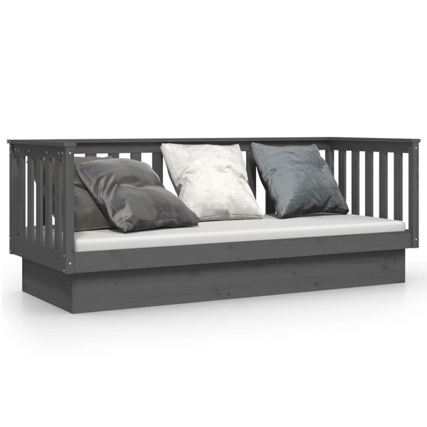 vidaXL Lit de jour Gris 75x190 cm Bois de pin massif