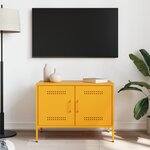 vidaXL Meuble TV jaune moutarde 68x39x50 5 cm acier