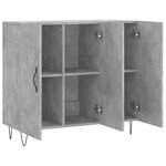 vidaXL Buffet gris béton 90x34x80 cm bois d'ingénierie