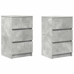 vidaXL Tables de chevet avec 3 tiroirs 2 Pièces gris béton 39x35x65 cm