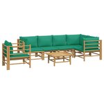 vidaXL Salon de jardin 7 Pièces avec coussins vert bambou