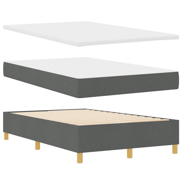 vidaXL Lit Box Spring avec Matelas & Banc Gris Foncé 120x190 cm Tissu
