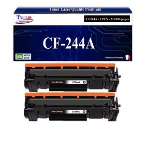 T3AZUR -2x Toners compatibles avec HP CF244A (44A) pour HP LaserJet Pro M14a  M14w  M15a  M15w  M27a  M27w  MFP M28a  M28w