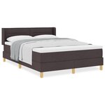 vidaXL Lit à ressorts Marron foncé et blanc 140 x 200 cm tissu