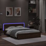 vidaXL Cadre de lit avec tête de lit et LED chêne marron 160x200 cm