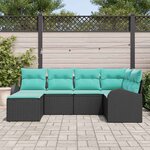 vidaXL Ensemble de Canapés 6 Pièces Noir et turquoise polyrotin
