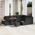 vidaXL Ensemble de canapé de jardin 12 Pièces Noir Poly rotin