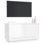 vidaXL Meuble TV blanc brillant 80x35x45 cm bois d'ingénierie