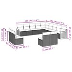 vidaXL Salon de jardin avec coussins 13 Pièces gris résine tressée