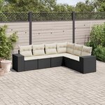 vidaXL Salon de jardin 6 Pièces avec coussins noir résine tressée