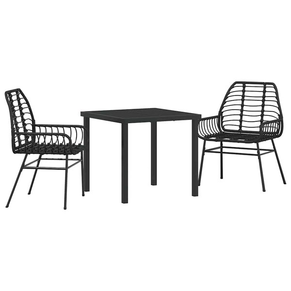 vidaXL Ensemble de salle à manger pour jardin 3 Pièces Noir polyrotin