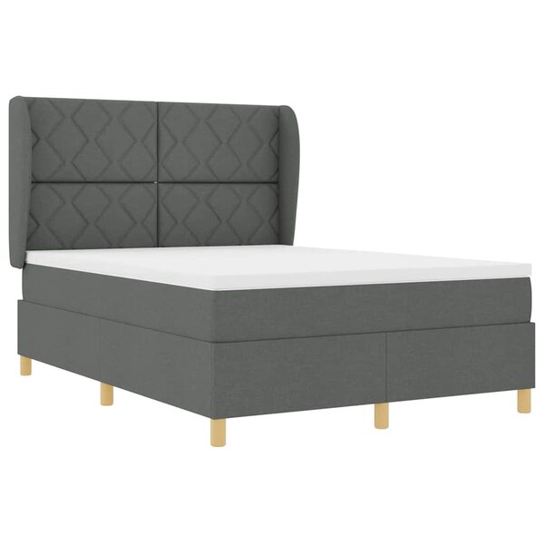 vidaXL Lit à ressorts avec matelas gris foncé 90x190 cm Gris foncé