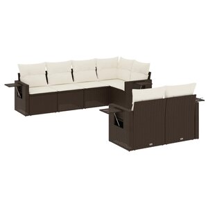 vidaXL Salon de jardin avec coussins 7 Pièces marron résine tressée