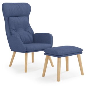 vidaXL Chaise de relaxation avec repose-pied Bleu Tissu