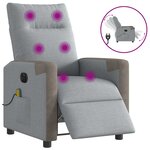vidaXL Fauteuil de massage inclinable électrique gris clair tissu