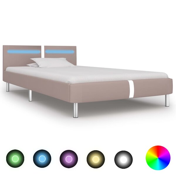 vidaXL Cadre de lit avec LED sans matelas cappuccino 90x200 cm
